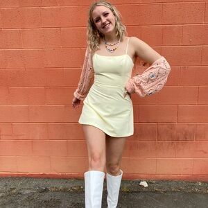 Zara Light Yellow Mini Dress with built in shorts